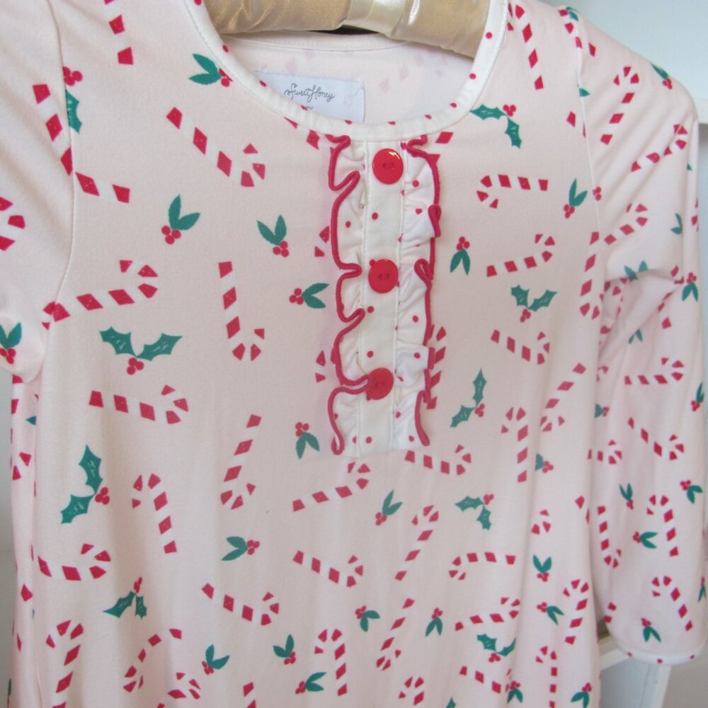 SweetHoney Girl's Candy Cane Pajama Gown Set Size 8Y EUC - Picture 2 of 5